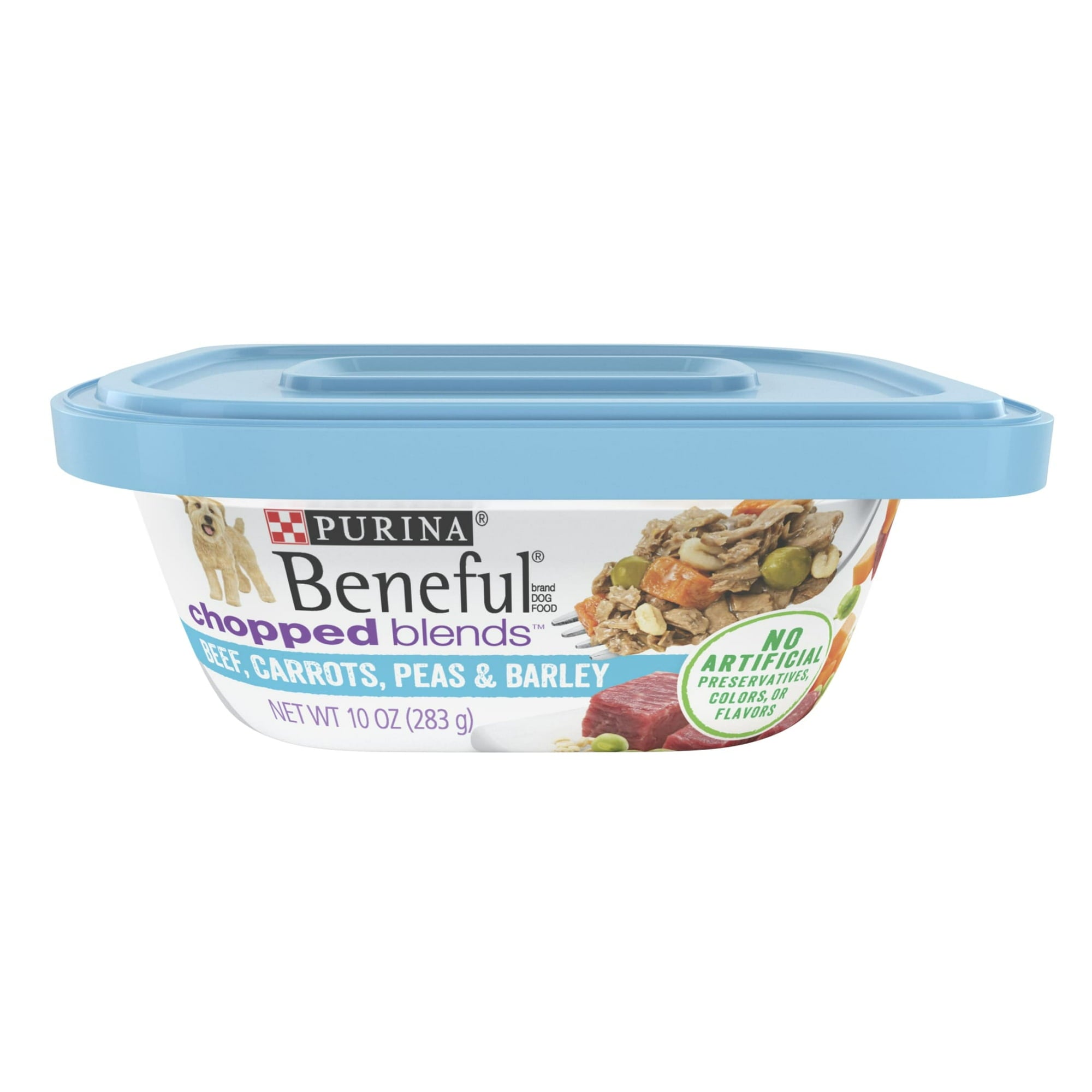 Purina Beneful Prepared Meals Chopped Blends Beef Carrots Peas and Barley Wet Dog Food Trays - 10 Oz - Case of 8