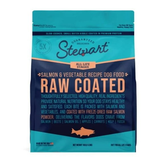 Stewart Raw Coated Small-Batch Salmon and Vegetable Freeze-Dried Raw Coated Dry Dog Food 4 Pounds