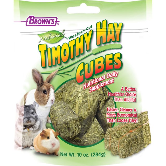 F.M. Brown's Timothy Hay Cubes Rabbit Guinea Pig and Chinchilla Small Animal Treats - 10 Oz - Case of 8