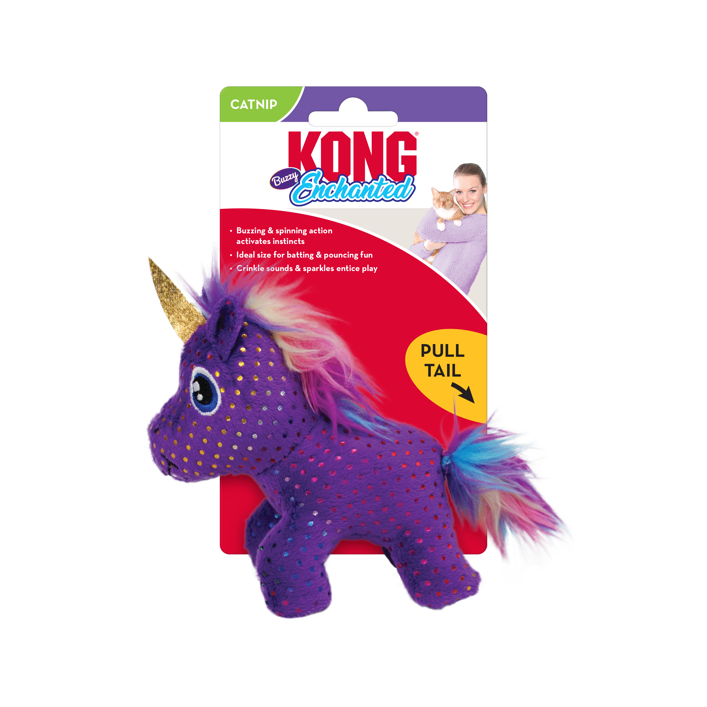 Kong Enchanted Purple Unicorn Crinkle and Plush Cat Toy  