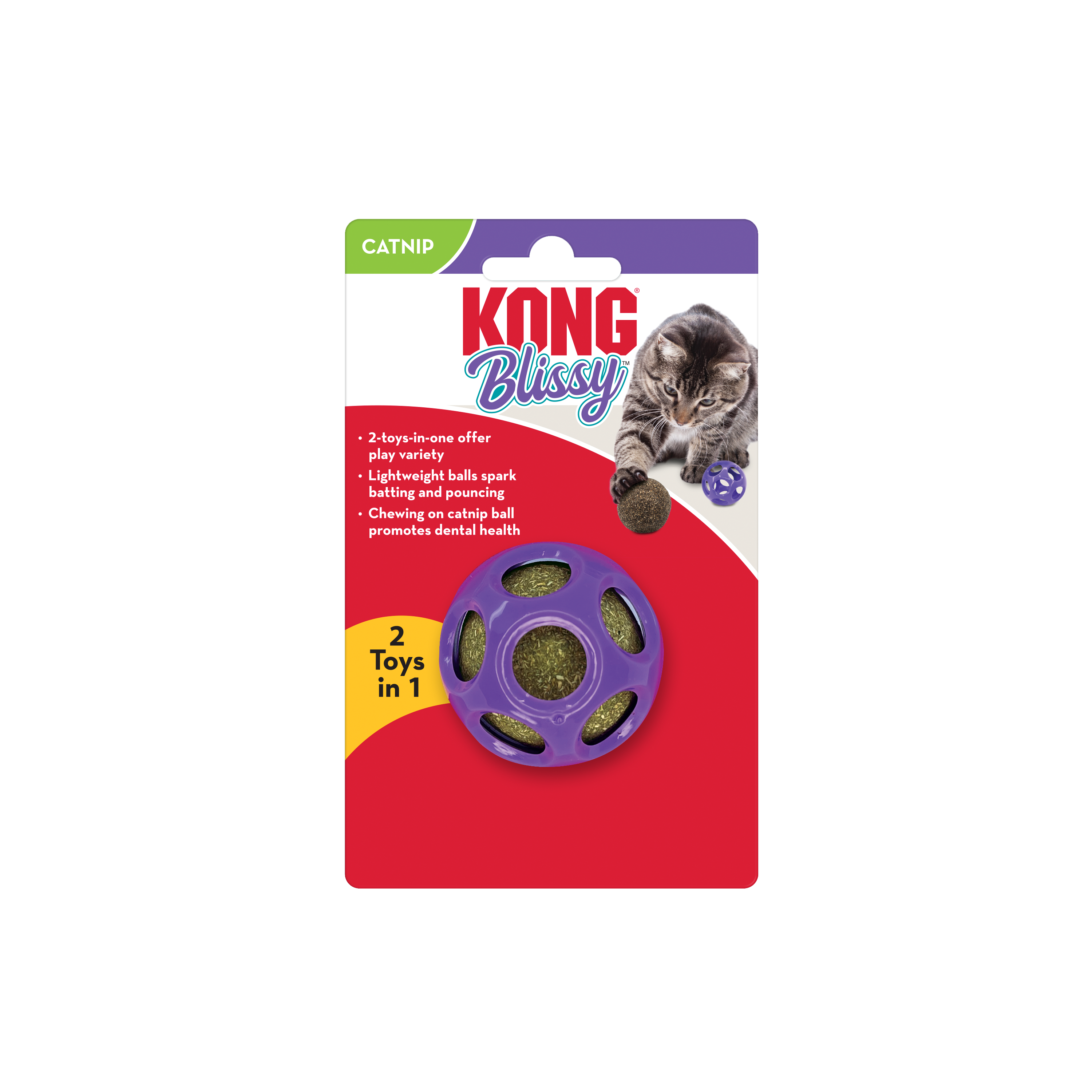 Kong Blissy Moon 2-in-1 Rubber and Catnip Ball Cat Toy - Small  