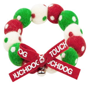 Touchcat ® Pom-Pom Patterned Designer Cat Neck Collar with Chime Bell - Red Green and W...