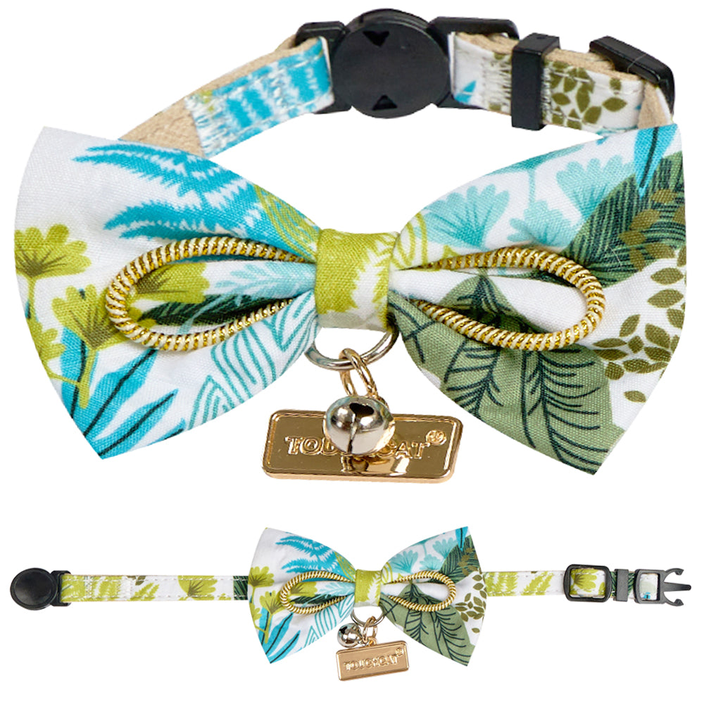 Touchcat ® Tropical Patterned Designer Cat Collar with Bow  
