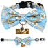Touchcat ® Floral Patterned Designer Cat Collar with Bow - Blue - Small