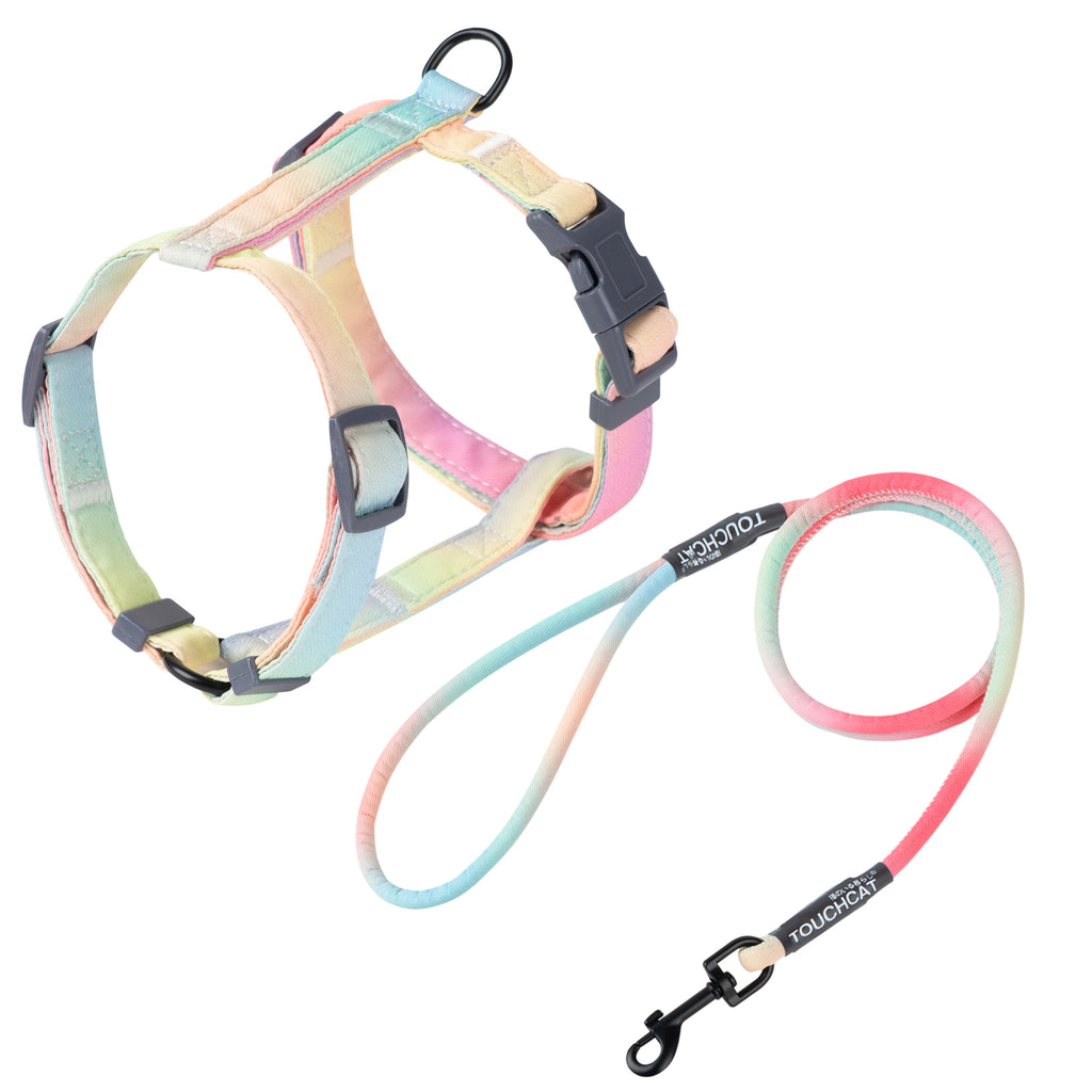 Touchcat ® Rainbow Patterned Fashion Cat Harness and Leash  