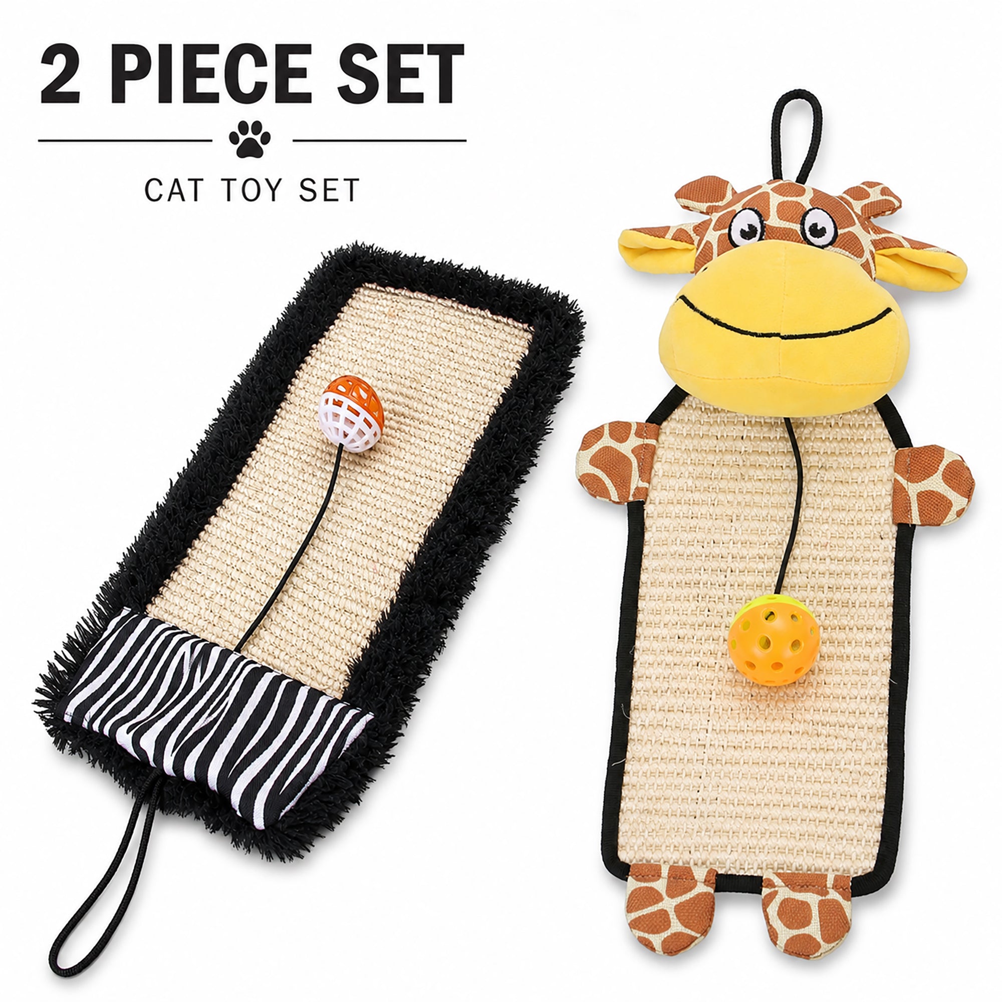 Pet Life ® Hanging Carpet Cat Scratcher Lounger and Cat Toy - 2 Piece Set Default Title