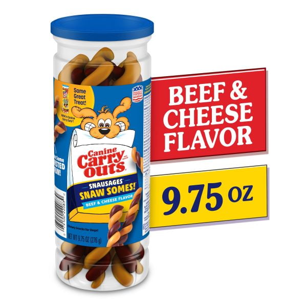 Canine Carry Outs Snaw Somes Sausages Beef and Cheese Soft and Chewy Dog Treats - 9.75 Oz - 10 Pack