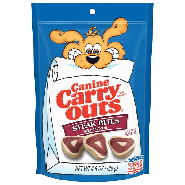 Canine Carry Outs Beef Steak Bites Soft and Chewy Dog Treats -  4.5 Oz - 12 Pack