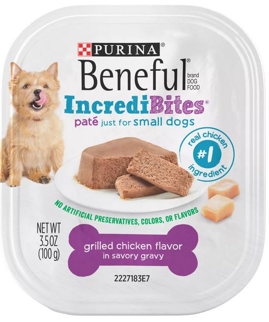 Purina Beneful IncrediBites Grilled Chicken and Gravy Pate Wet Dog Food Trays - 3.5 Oz - Case of 12  