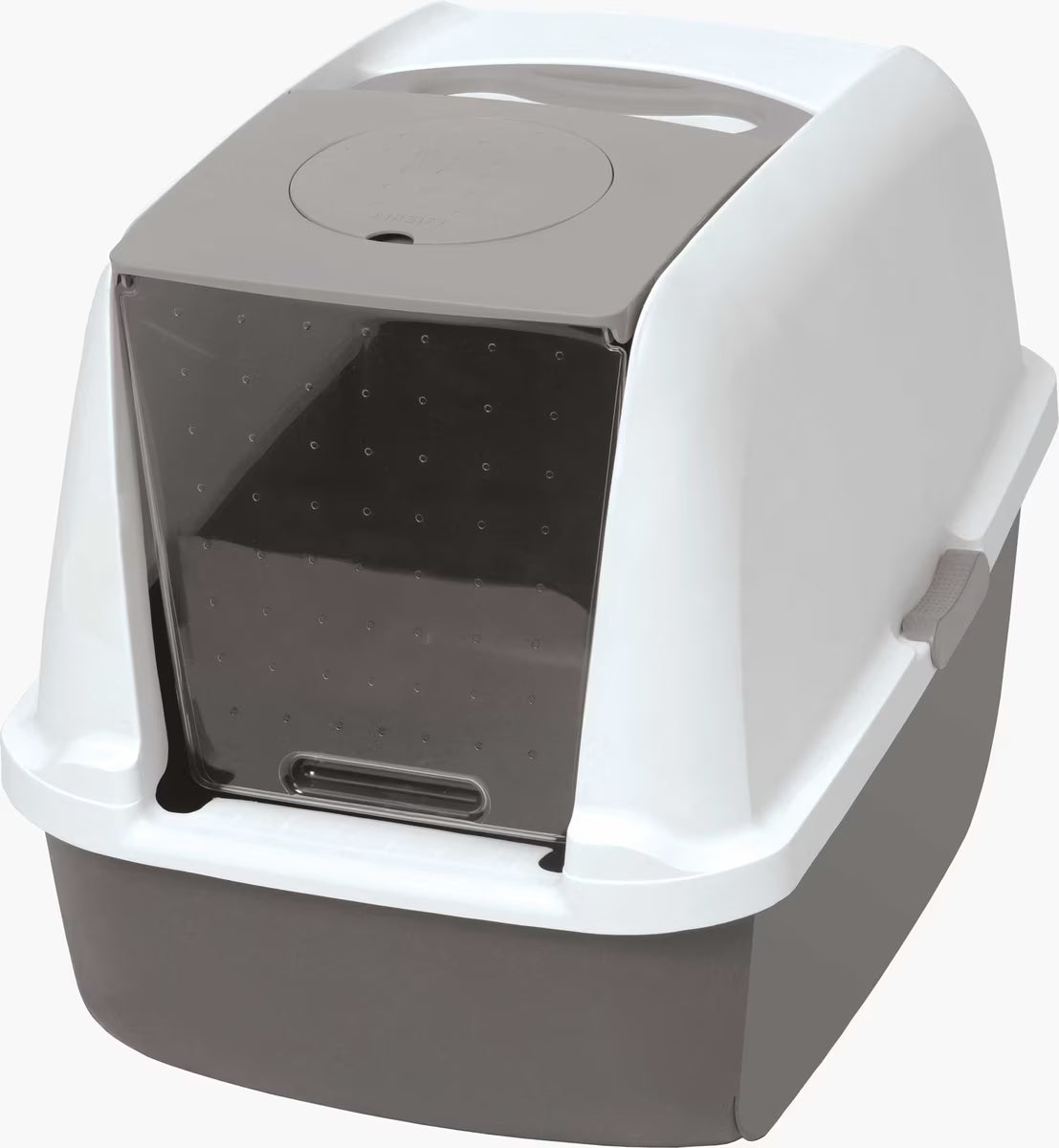 Catit Airsift Large Hooded Cat Litter Pan with Airsift Filter Pad - Gray and White - L:22.3 X W:18.3 X H:15.3 In
