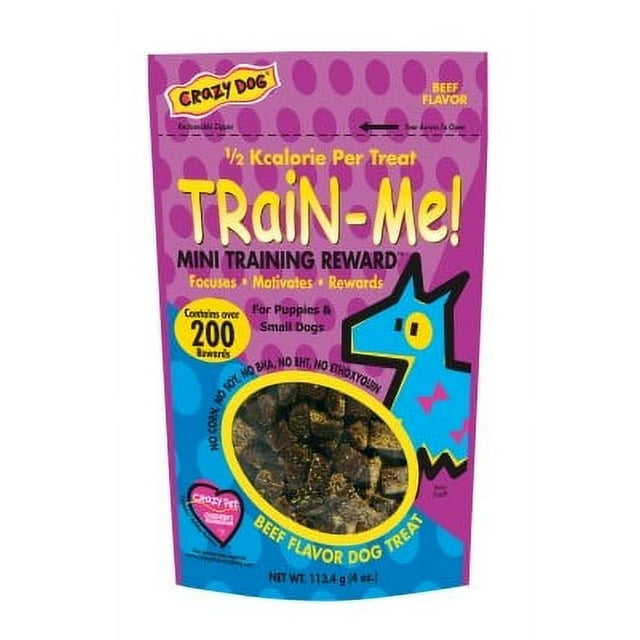Crazy Dog Train-Me Training Reward Beef Flavored Mini Soft and Chewy Dog Treats - 4 Oz