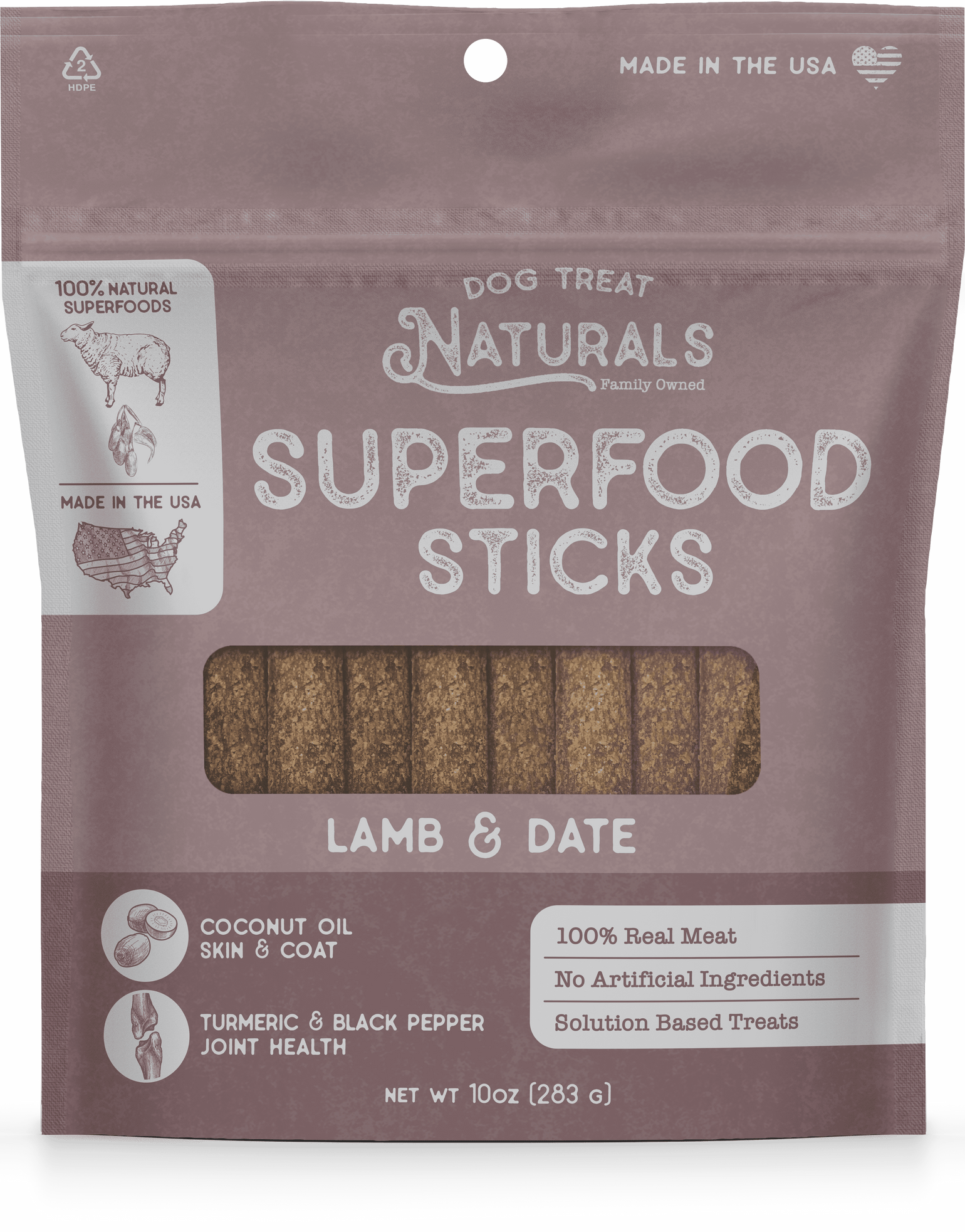 Dog Treat Naturals Superfood Sticks Pork and Peach with Turmeric Soft and Chewy Training Dog Treats - 10 Oz