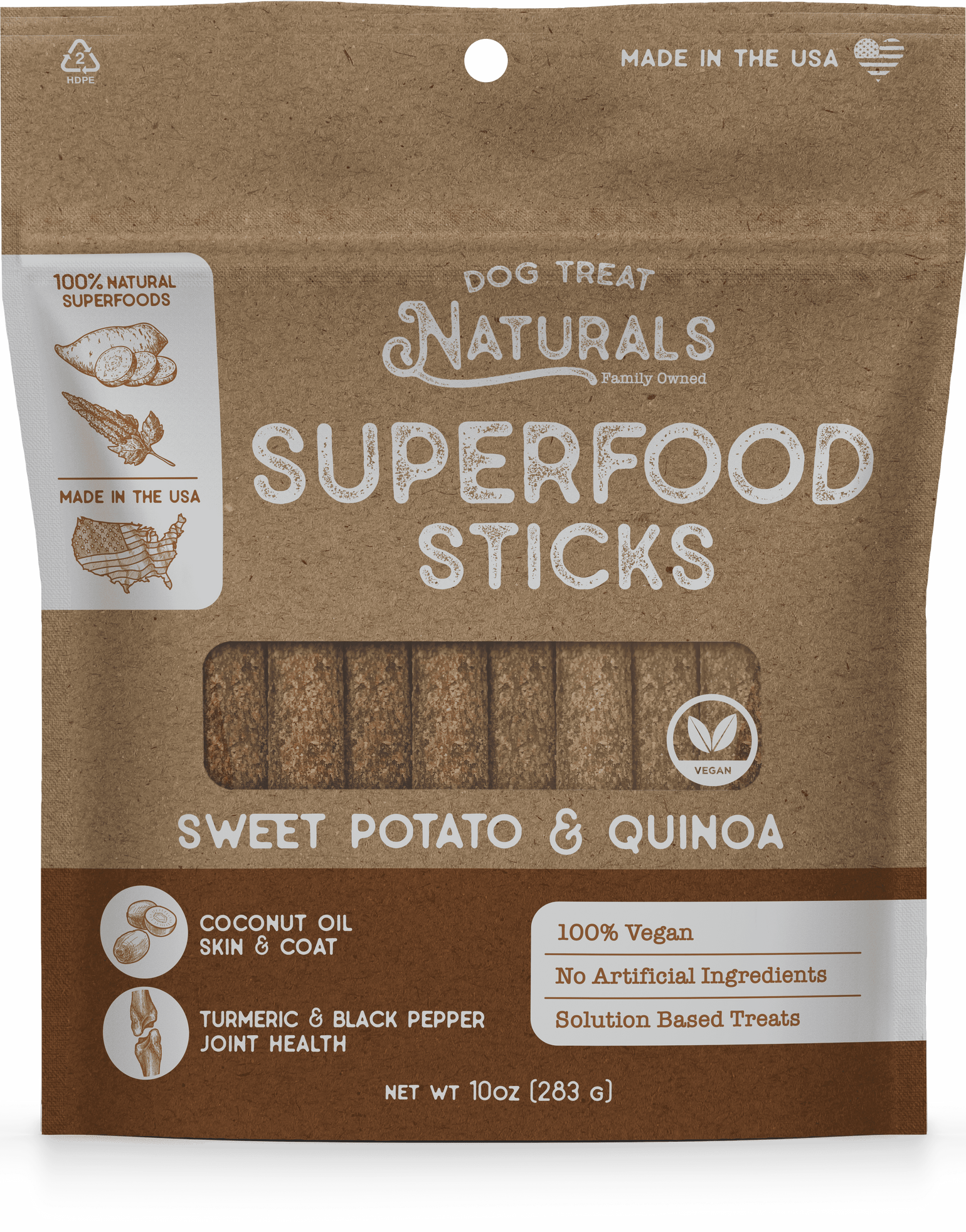 Dog Treat Naturals Superfood Sticks Sweet Potato and Quinoa with Turmeric Soft and Chewy Training Dog Treats - 10 Oz