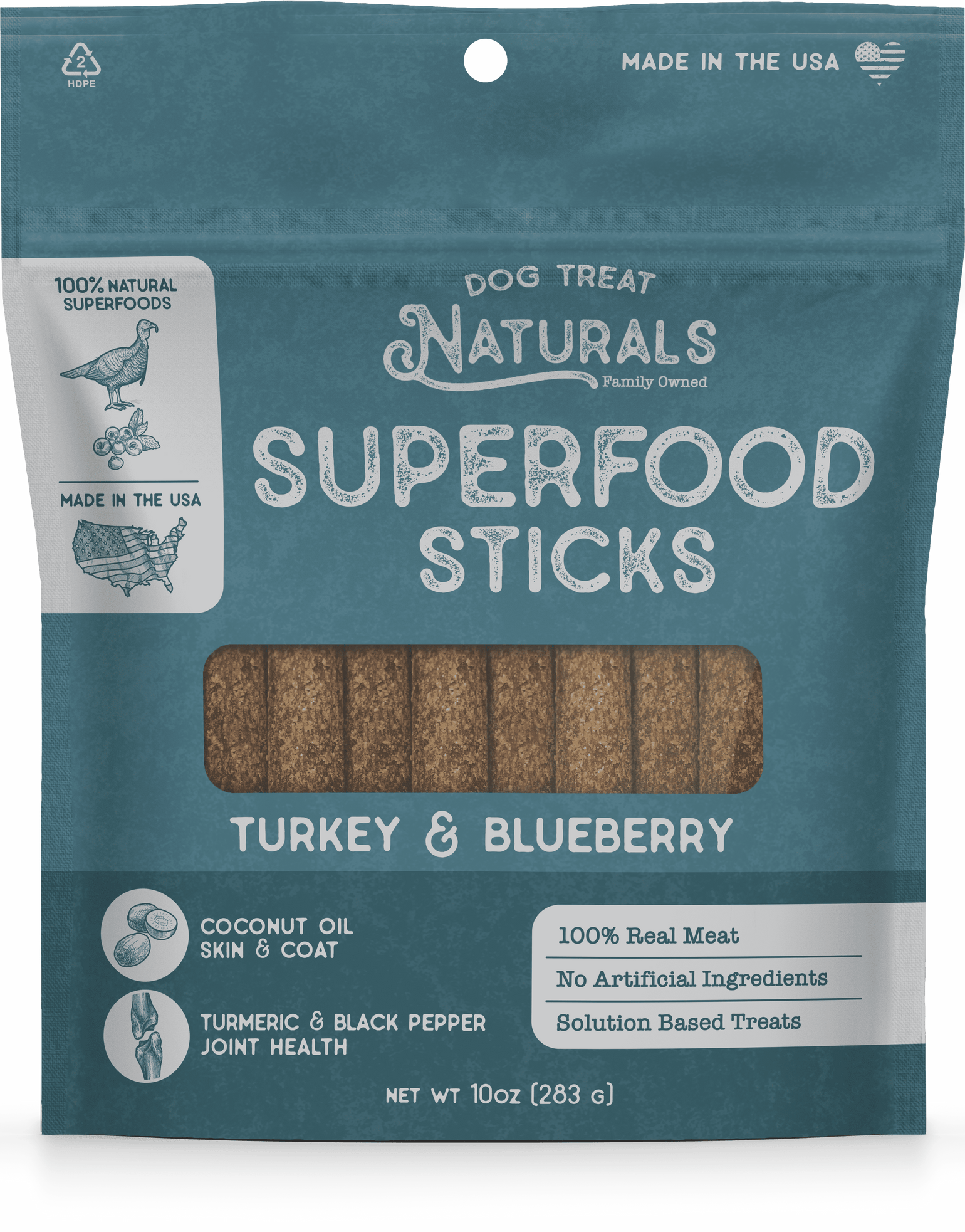 Dog Treat Naturals Superfood Sticks Chicken and Cranberry with Turmeric Soft and Chewy Training Dog Treats - 10 Oz