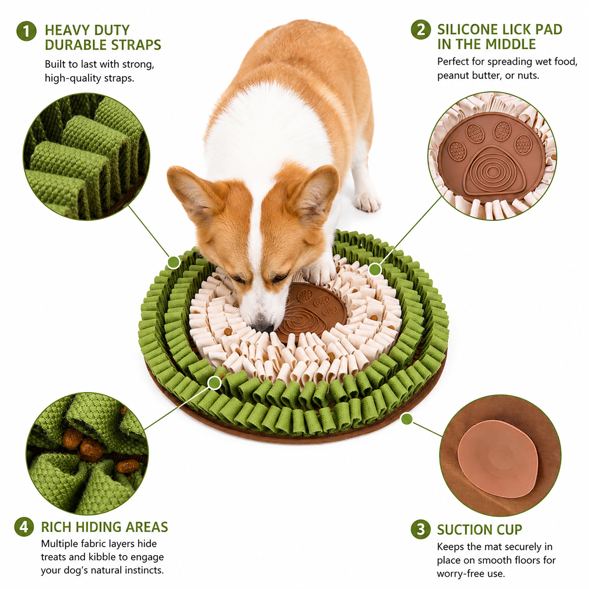 Pet Life ® “Snout-Seek” Interactive Treat Hiding and Spreading Pet Snuffle Mat