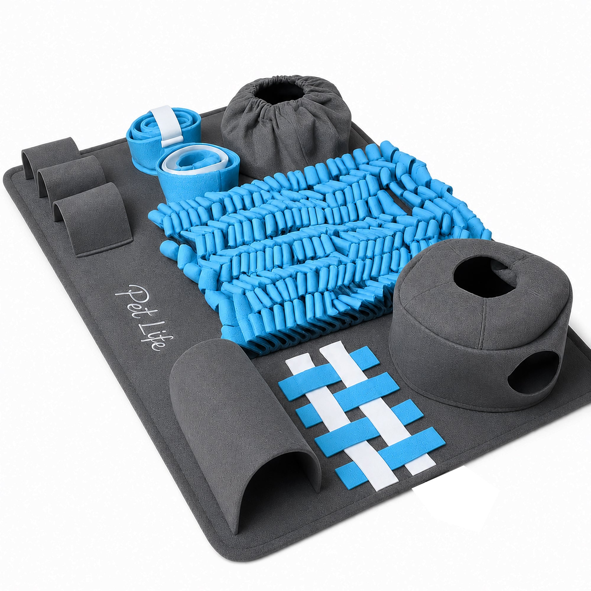 Pet Life ® “ForageScape” Interactive Treat Hiding Multi-Puzzle Pet Snuffle Mat