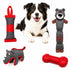 Pet Life ® 4-Piece Durable Plush Nylon and Rubber Fetch Squeak and Rope Dog Toy Set - Red and Gray Default Title