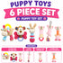 Pet Life ® 6-Piece Girl Puppy Starter Kit Plush Rope Teething and Crinkle Dog Toy Set - Pink