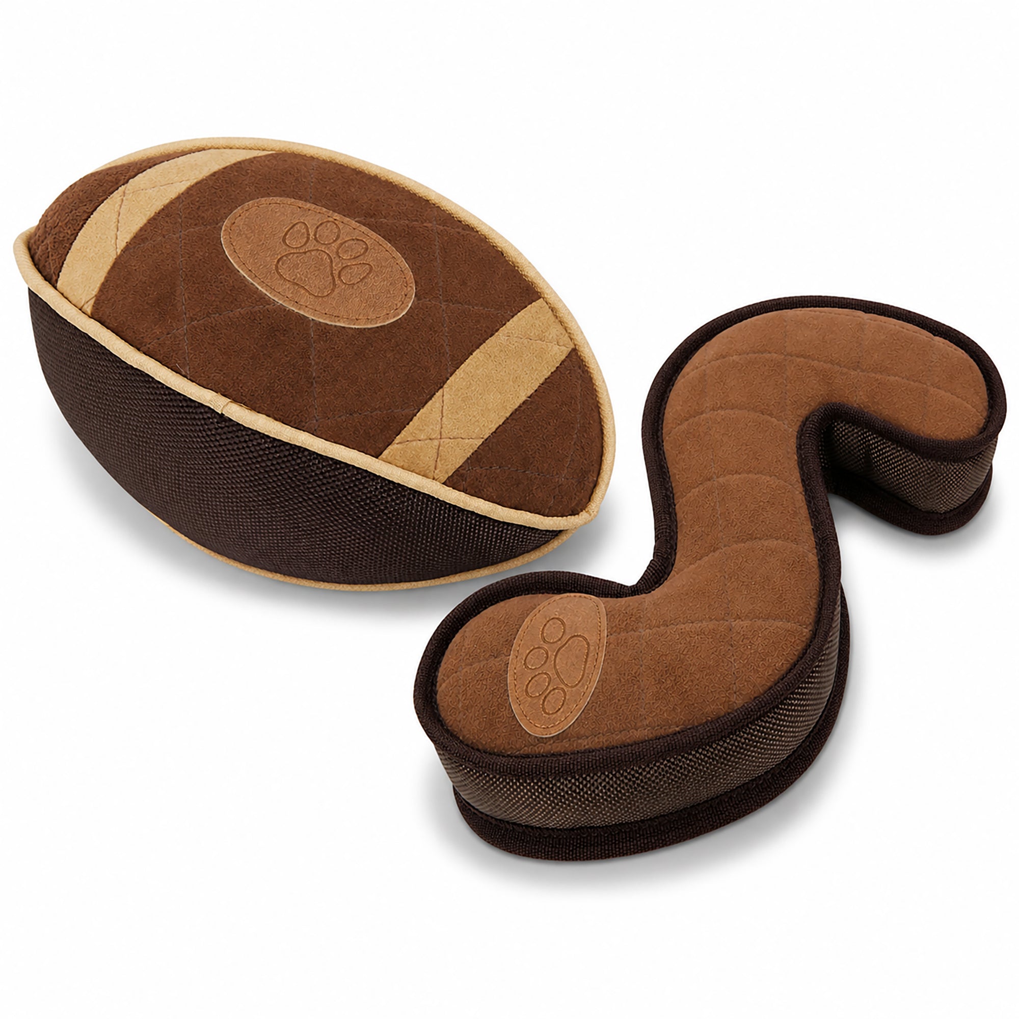 Pet Life ® 2-Piece Indoor or Outdoor Durable Nylon Plush Squeak and Fetch Dog Toy Set - Dark Brown Default Title
