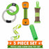Pet Life ® 5-Piece Rugged Nylon and Rubber Plush Squeak Tug and Fetch Dog Toy Set - Green and Orange