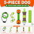 Pet Life ® 5-Piece Rugged Nylon and Rubber Plush Squeak Tug and Fetch Dog Toy Set - Green and Orange
