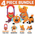Pet Life ® 4-Piece Fetch Tug and Plush Squeaking Bundle Dog Toy Set - Orange