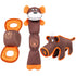 Pet Life ® 3-Piece Durable Nylon Plush Squeaking Bundle Dog Toy Set - Brown and Orange Default Title