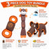 Pet Life ® 3-Piece Durable Nylon Plush Squeaking Bundle Dog Toy Set - Brown and Orange