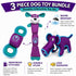 Pet Life ® 3-Piece Durable Nylon Plush Squeaking Bundle Dog Toy Set - Purple and Aqua