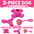 Pet Life ® 3-Piece Plush Tug Fetch and Squeaking Interactive Dog Toy Set - Pink