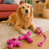 Pet Life ® 3-Piece Plush Tug Fetch and Squeaking Interactive Dog Toy Set - Pink