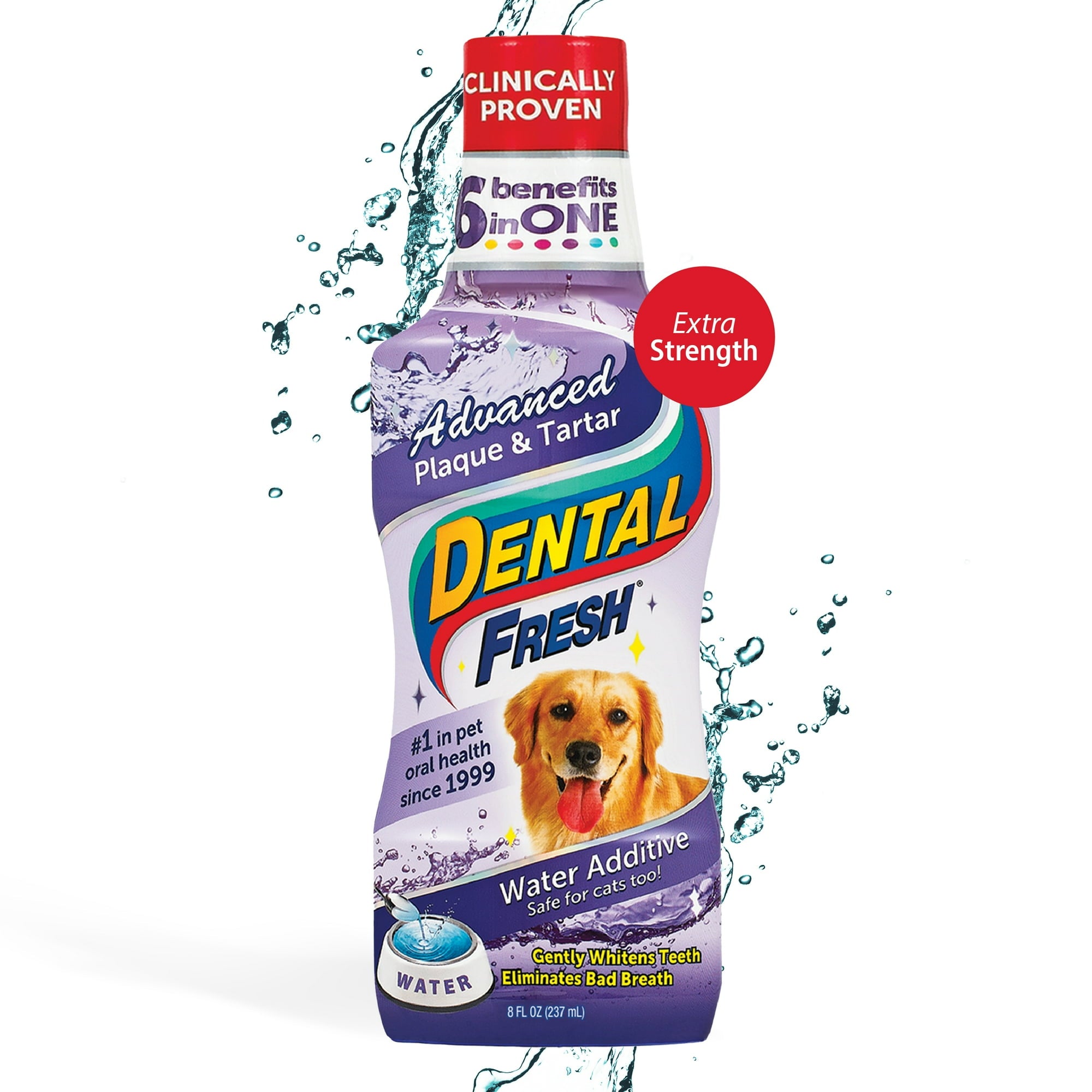 Synergy Labs Dental Fresh Advanced Plaque and Tartar Control Oral Health Cat and Dog Water Additive - 8 Oz