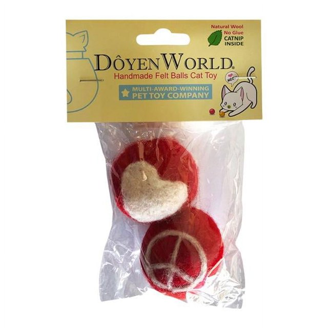 DoyenWorld Felt Ball Peace and Love Catnip Cat Toys - 2 Pack