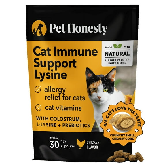 Pet Honesty Immunity L-Lysine Allergy and Omega-3 with Vitamins Chicken Flavor Supplemental Cat Treats - 3.7 Oz - 30 Day Supply