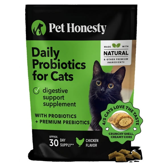 Pet Honesty Probiotics Gut+Health Digestion and Immune Support Chicken Flavor Supplemental Cat Treats - 3.7 Oz - 30 Day Supply