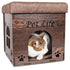 Pet Life ® 'Kitty Kallapse' Collapsible Folding Kitty Cat House Tree Bed Ottoman Bench Furniture Dark Wood