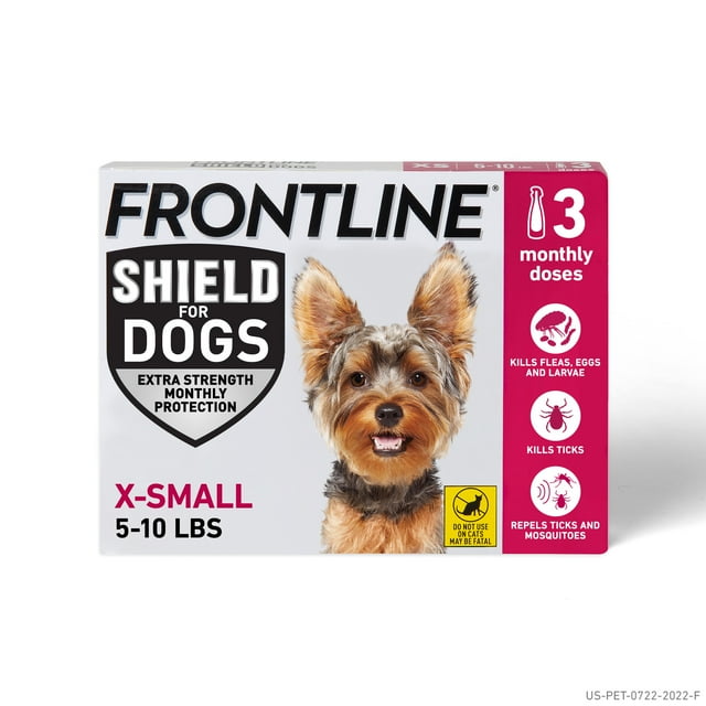 Frontline Shield Extra-Strength Dog Flea and Tick 3-Dose Treatment - Extra Small - Dogs 5-10 Lbs