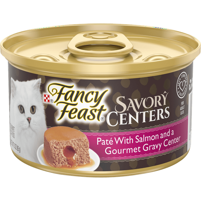 Purina Fancy Feast Savory Centers Salmon Gourmet Pate and Gravy Center Canned Cat Food - 3 Oz - Case of 24 Default Title