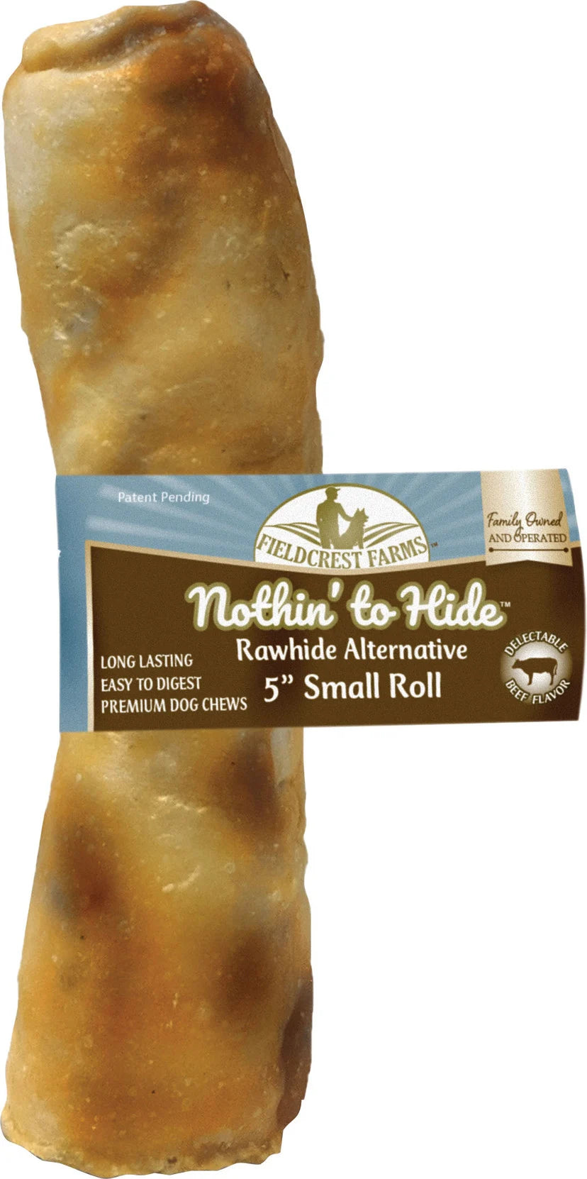 Fieldcrest Farms Nothin' To Hide Rawhide Alternative Rolls Natural Dog Chews - Beef - 5 In - 24 Pack
