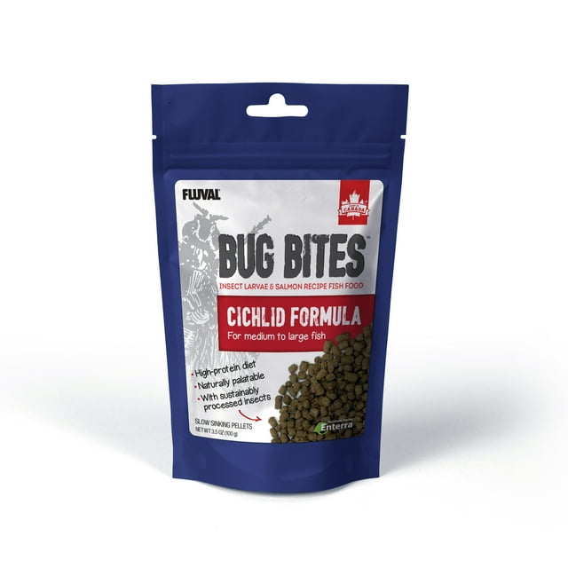 Fluval Bug Bites Insect Cichlid Formula Pellets for Medium-Large Sized Fish Food 3.5 Ounce
