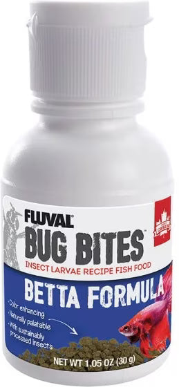 Fluval Bug Bites Betta Formula Micro Granules with Shrimp Tropical Fish Food - 1.06 Oz