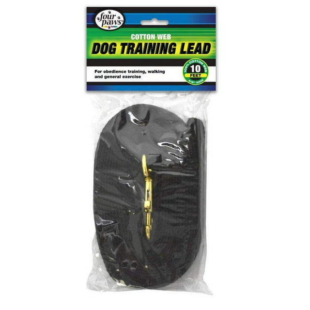 Four Paws Cotton Web Training Dog Lead Leash - Black - 10 Feet
