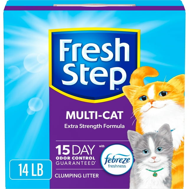 Fresh Step Multi-Cat Febreze Scented 15-Day Clumping Odor Control Cat Litter with Activated Charcoal - 14 Lbs - Case of 3 Default Title