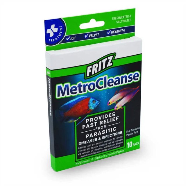 Fritz Aquatics MetroCleanse Freshwater and Saltwater Disease and Infection Packets Fish Medication - 10 Count