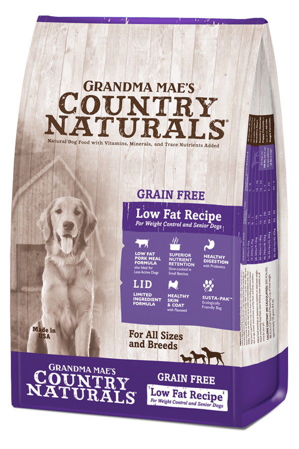 Grandma Mae's Country Naturals Grain-Free Senior Low-Fat Pork Recipe Dry Dog Food - 23 Lbs