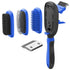 Pet Life ® 'Conversion' 5-in-1 Interchangeable Dematting and Deshedding Bristle Pin and Massage Grooming Pet Comb Blue
