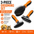 Pet Life ® 3-Piece Premium Flex-Series Rake Deshedder Slicker and Pin Brush Cat and Dog Grooming Set - Orange