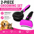 Pet Life ® 2-Piece Premium Deshedder and Dual-Sided Slicker and Bristle Brush Cat and Dog Grooming Set - Pink