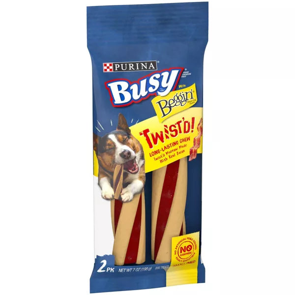 Purina Busy Bone with Beggin' Twist'd Bacon Flavor Chewy Dog Treats - Small/Medium - 7 Oz - Case of 6