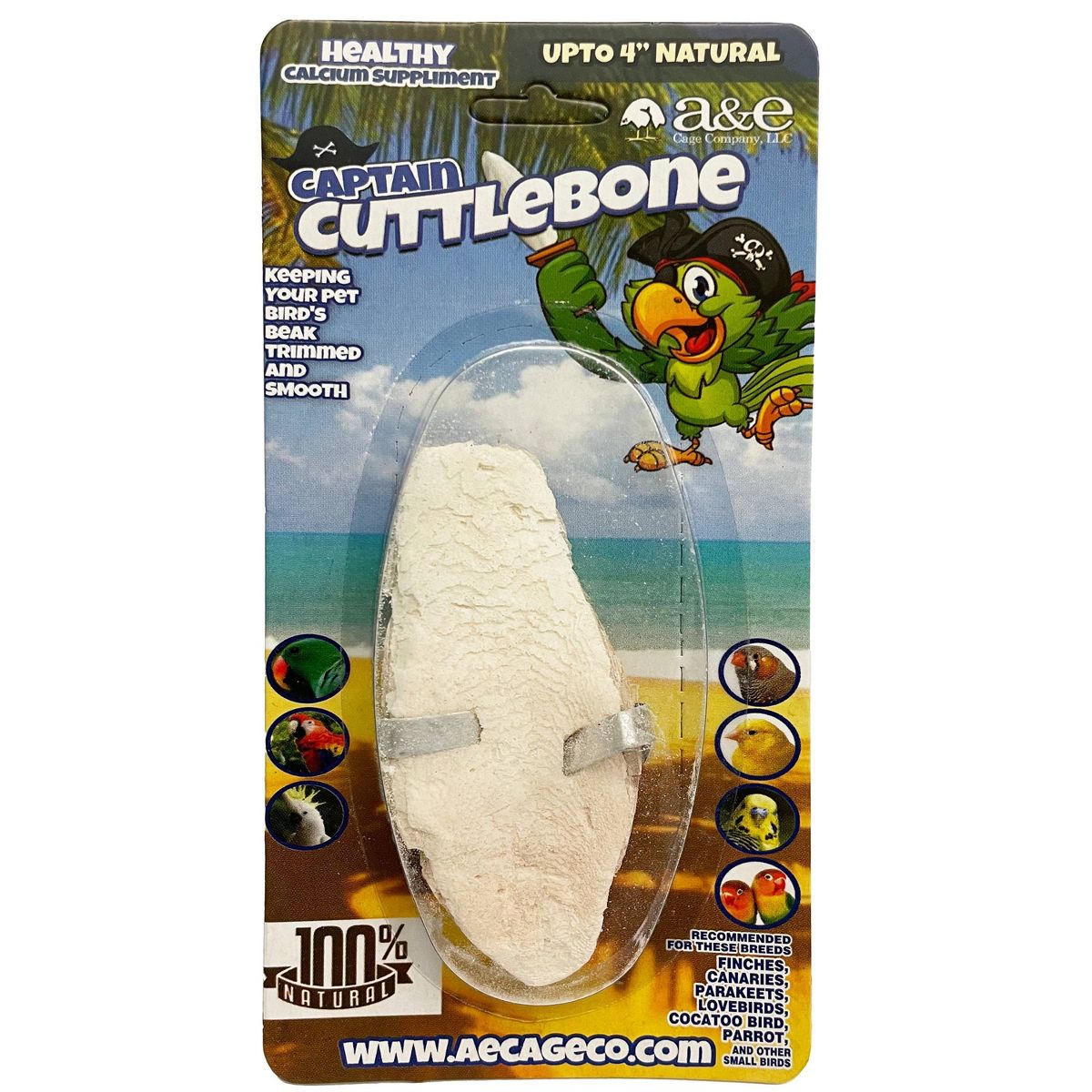 A&E Cage Company Natural Unflavored Cuttlebone Bird Treats - 4 Inches